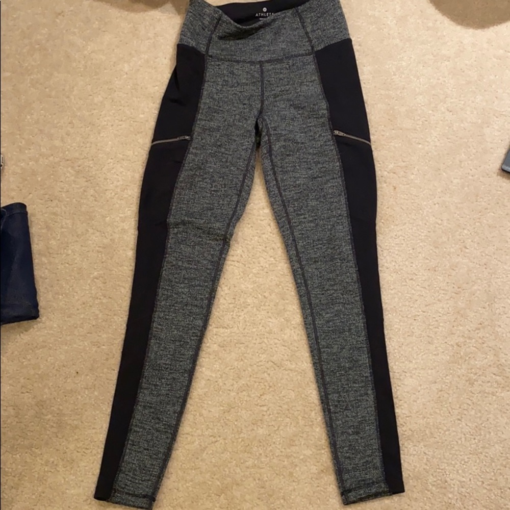 Athleta Black Herringbone Tights Size XS